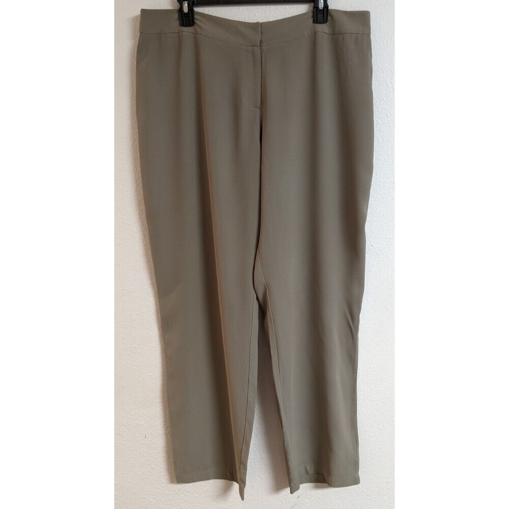 EILEEN FISHER 100% Silk Taupe Wide Leg Classic Resort Holiday Casual Pants LG - Picture 1 of 8